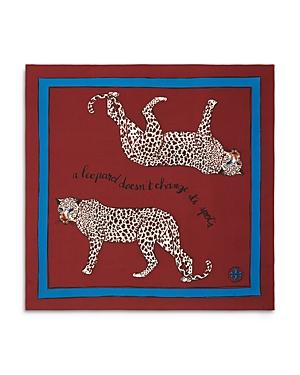 Tory Burch Mirror Leopard Pattern Silk Twill Neckerchief
