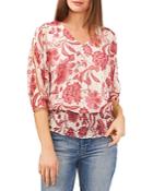Vince Camuto Floral Print Smocked Top