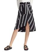 Maje Asymmetric Striped Midi Skirt
