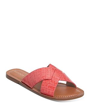 Jack Rogers Women's Sloane Slotted Crossover Embossed Leather Slide Sandals