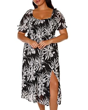 Belldini Plus Tropical Print A Line Dress