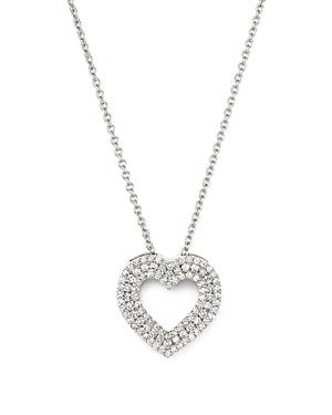 Diamond Pave Heart Pendant Necklace In 14k White Gold, .50 Ct. T.w.