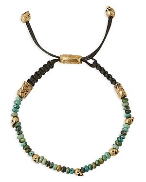 John Varvatos Men's Brass Skull Turquoise Bead Bolo Bracelet