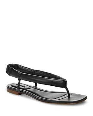 Vince Women's Denton Square Toe Black Leather Slingback Thong Sandals