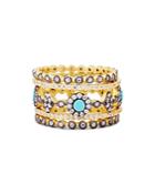 Freida Rothman Color Turquoise Stacking Rings In 14k Gold-plated Sterling Silver, Set Of 5