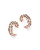 Diamond Beaded Huggie Hoop Earrings In 14k White And Rose Gold, .40 Ct. T.w. - 100% Exclusive
