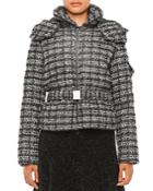 Emporio Armani Hooded Tweed Puffer Jacket