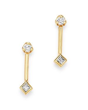 Zoe Chicco 14k Yellow Gold Diamond Barbell Stud Earrings