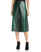Alice And Olivia Romi Snake Embossed Leather Skirt