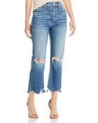 Mother Tripper Crop Fray Flare Jeans In Cryin' Cowboys