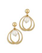 Bloomingdale's Freshwater Pearl Double Wire Drop Earrings In 14k Yellow Gold - 100% Exclusive