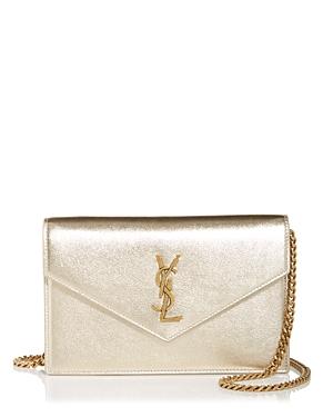 Saint Laurent Envelope Leather Chain Wallet