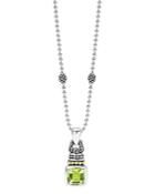 Lagos 18k Gold And Sterling Silver Caviar Color Pendant Necklace With Green Quartz, 16