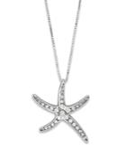 Diamond Starfish Pendant In 14k White Gold, 0.25 Ct. T.w.