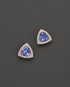 Tanzanite & Diamond Triangle Stud Earrings In 14k Rose Gold