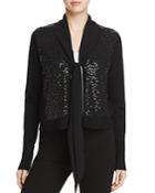Donna Karan New York Tie Collar Sequin Cardigan