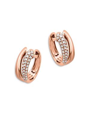 Bloomingdale's Pave Diamond Huggie Hoops In 14k Rose Gold, 0.30 Ct. T.w. - 100% Exclusive