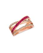 Bloomingdale's Ruby & Champagne Diamond Crossover Ring In 14k Rose Gold - 100% Exclusive