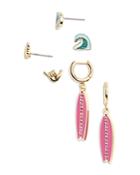 Baublebar Surf's Up Pave Mixed Earrings In Gold Tone, Set Of 3