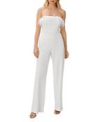 Aidan By Aidan Mattox Strapless Feather Trim Jumpsuit
