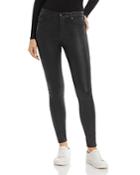 Ag Farrah High Rise Faux Leather Ankle Skinny Jeans In Super Black