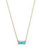 Bloomingdale's Turquoise & Diamond Accent Bar Necklace In 14k Yellow Gold, 16-18 - 100% Exclusive