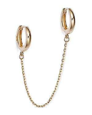 Moon & Meadow 14k Yellow Gold Chain Linked Huggie Hoop Double Pierced Earring