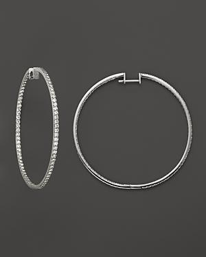 Diamond Inside Out Hoop Earrings In 14k White Gold, 3.0 Ct. T.w.