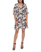 B Collection By Bobeau Florice Floral Flare-sleeve Dress
