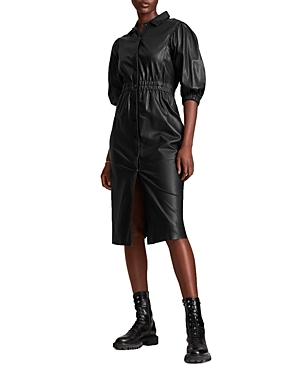 Allsaints Black Leather Shirt Dress