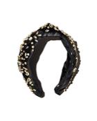Lele Sadoughi Mixed-embellishment Velvet Knot Headband