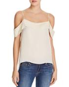T By Alexander Wang Pleated Silk Cold Shoulder Top