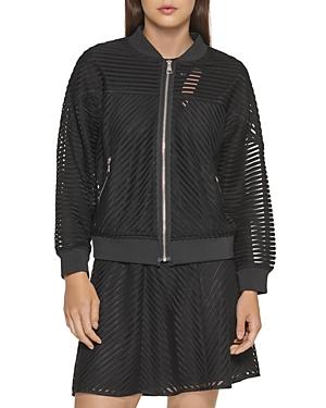 Dkny Mesh Stripe Bomber Jacket