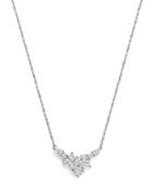Diamond Cluster Pendant Necklace In 14k White Gold, 17