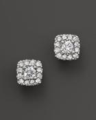 Halo Diamond Cluster Stud Earrings In 14k White Gold, .35 Ct. T.w.