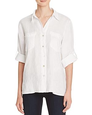 Just Living Roll Sleeve Linen Boyfriend Shirt - Compare At $88