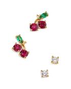 Nadri Tutti Frutti Cherry Earrings, Set Of 2