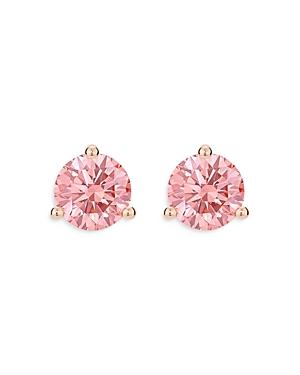 Lightbox Jewelry Lab Grown Pink Diamond Stud Earrings In 10k Rose Gold, 2 Ct. T.w.