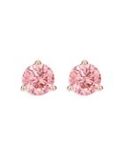 Lightbox Jewelry Lab Grown Pink Diamond Stud Earrings In 10k Rose Gold, 2 Ct. T.w.