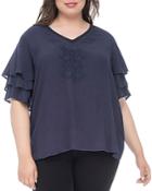 B Collection By Bobeau Curvy Clare Tiered-sleeve Top