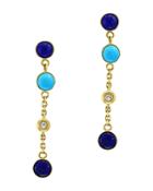 Bloomingdale's Lapis Lazuli, Turquoise & Diamond Accent Earrings In 14k Yellow Gold - 100% Exclusive