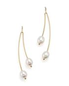 Double Drop Earrings With Cultured Freshwater Pearls In 14k Yellow Gold