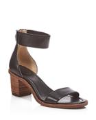 Frye Brielle Leather Back Zip Ankle Strap Sandals