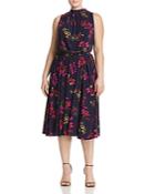 Leota Plus Mindy Shirred Floral Print Dress