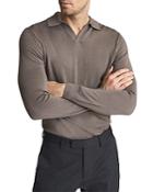Reiss Milburn Open Collar Long Sleeve Wool Polo