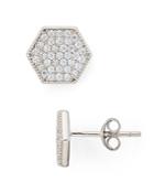 Aqua Pave Hexagon Stud Earrings In Sterling Silver - 100% Exclusive