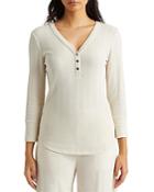 Lauren Ralph Lauren Pointelle Knit Henley Top