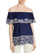 Single Thread Embroidered On Off The Shoulder Top