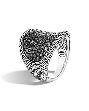 John Hardy Sterling Silver, Black Sapphire And Black Spinel Classic Chain Saddle Ring
