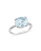 Bloomingdale's Oval Aquamarine & Diamond Ring In 14k White Gold - 100% Exclusive